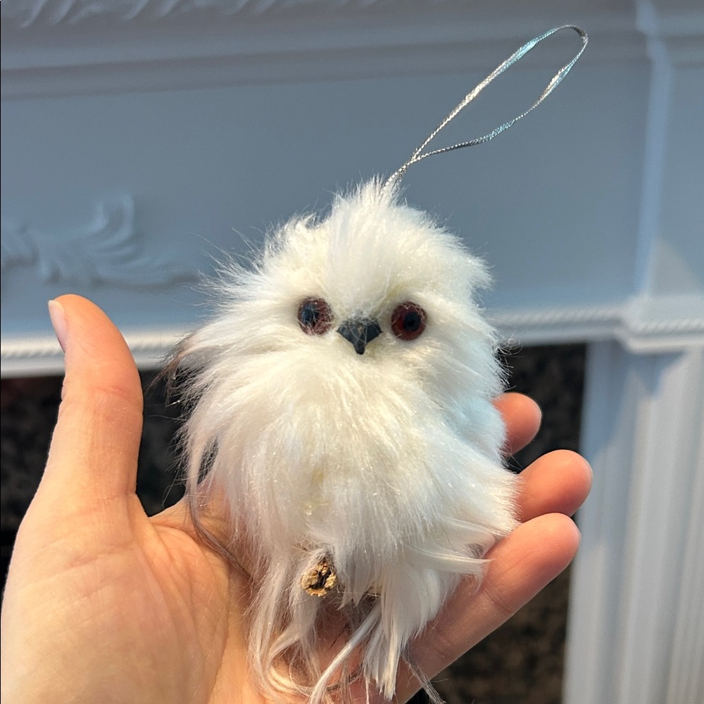 White Fluffy Owl Ornament
